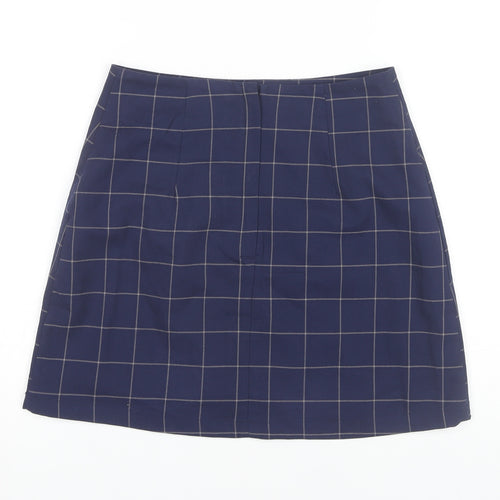Monki Women's Blue Check Pencil Skirt Size 8