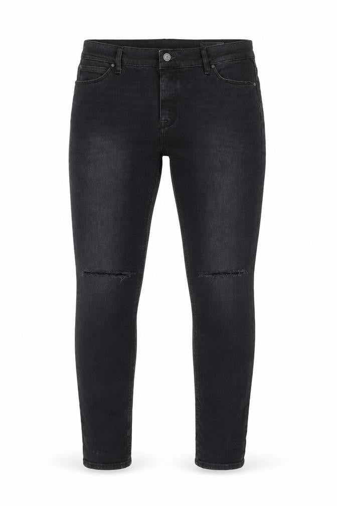 Front view of ASOS Men's Black Skinny Distressed Jeans, size 36