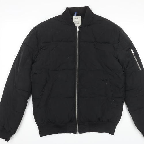 H&M Men's Black Bomber Jacket, Size S, Casual Wear