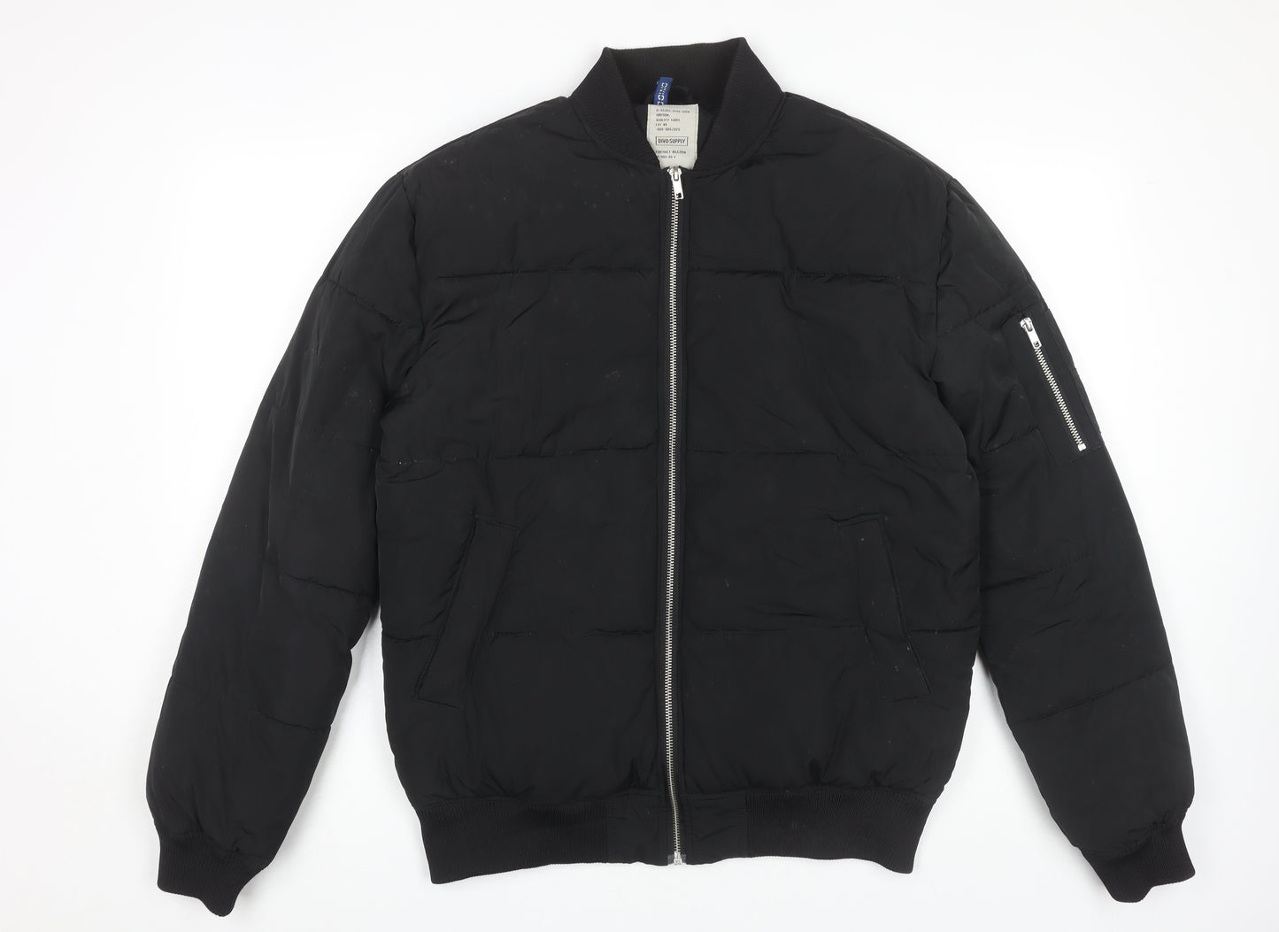 H&M Men's Black Bomber Jacket, Size S, Casual Wear