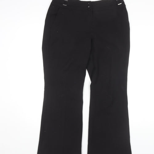 Wallis Black Flared Trousers, Size 12, Women's Elegant Fit
