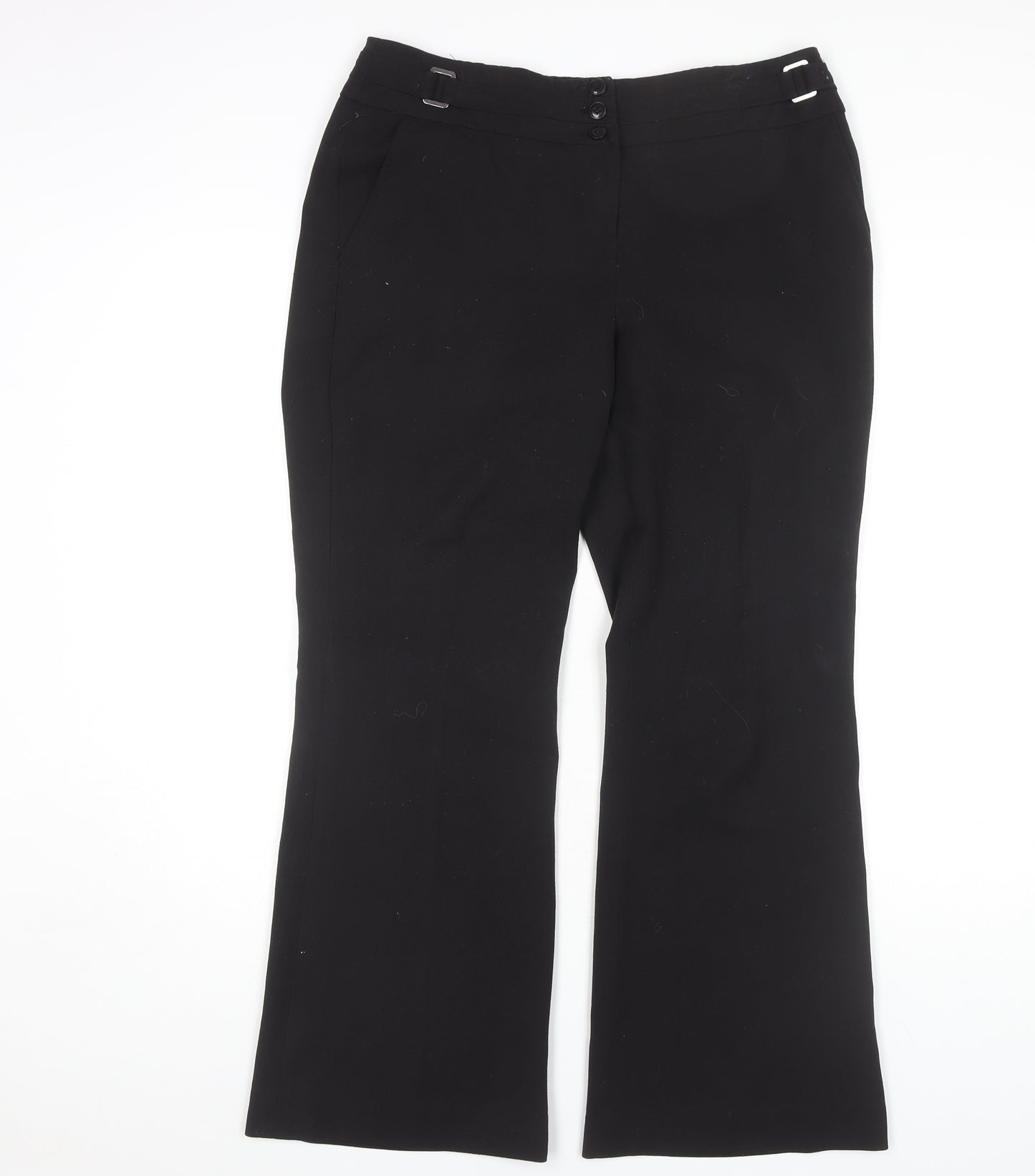 Wallis Black Flared Trousers, Size 12, Women's Elegant Fit