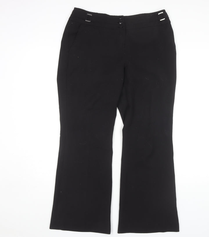 Wallis Black Flared Trousers, Size 12, Women's Elegant Fit