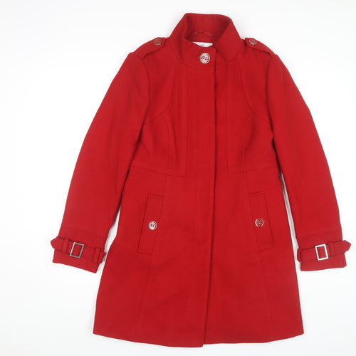 Wallis Women's Red Mid-Length Belted Coat Size 8