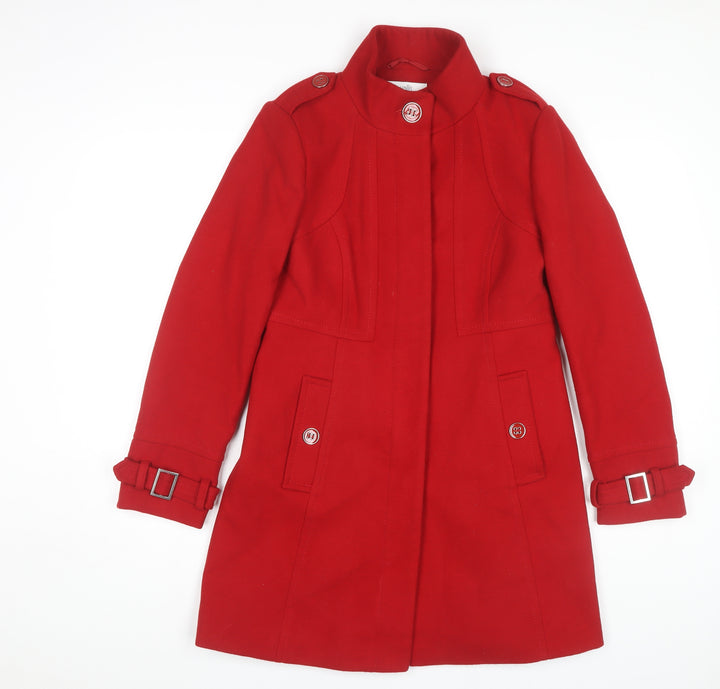 Wallis Women's Red Mid-Length Belted Coat Size 8
