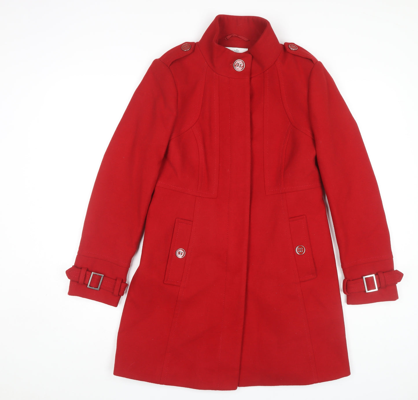 Wallis Women's Red Mid-Length Belted Coat Size 8