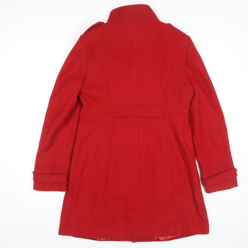 Wallis Women's Red Mid-Length Belted Coat Size 8