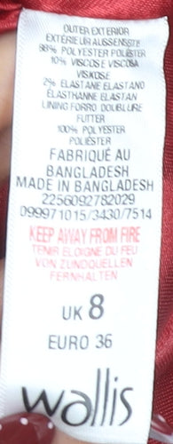 Wallis Women's Red Mid-Length Belted Coat Size 8