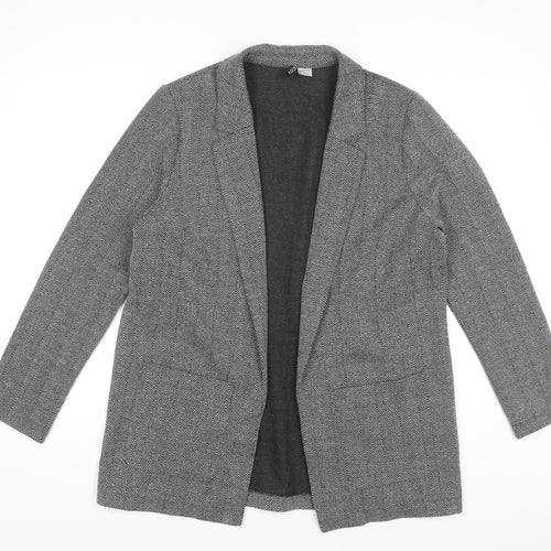 H&M Grey Women's Coatigan - M, Knit Herringbone Style