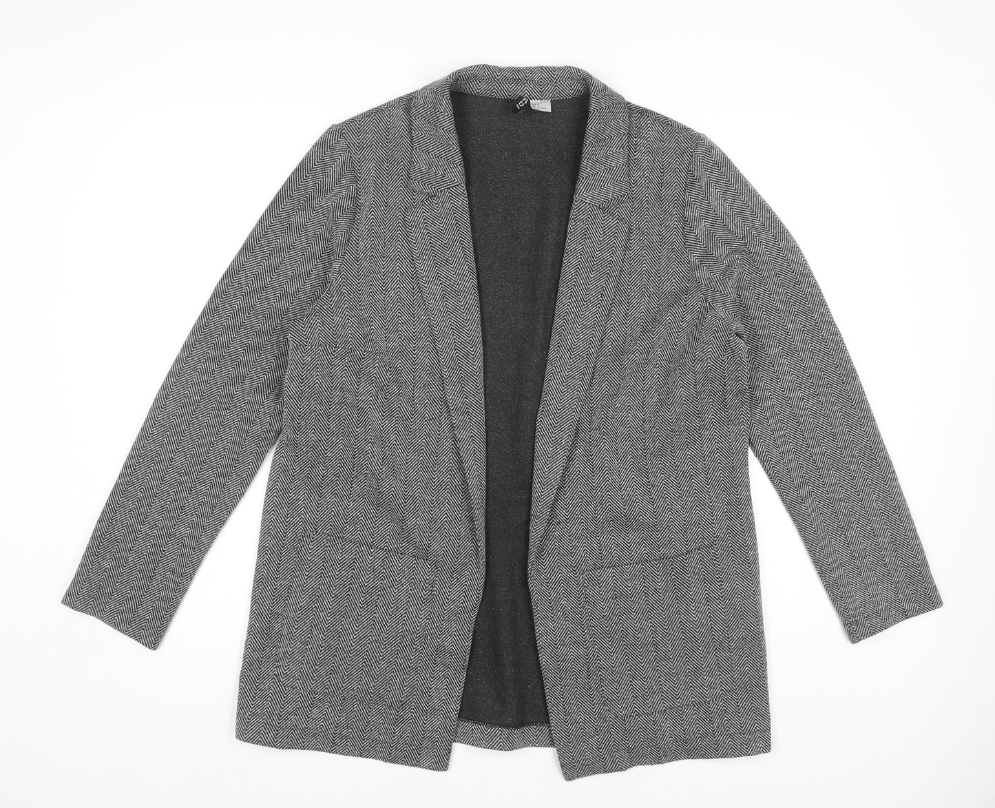 H&M Grey Women's Coatigan - M, Knit Herringbone Style