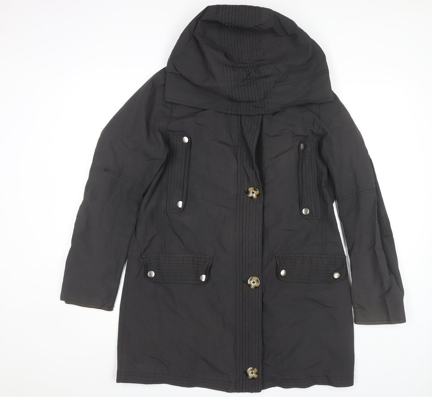 Clements Ribeiro Women's Black Size 12 Hooded Coat