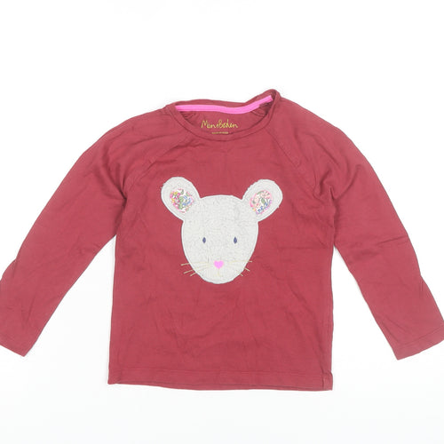 Mini Boden Girls Red Long Sleeve T-Shirt 4-5 Years, Animal Print