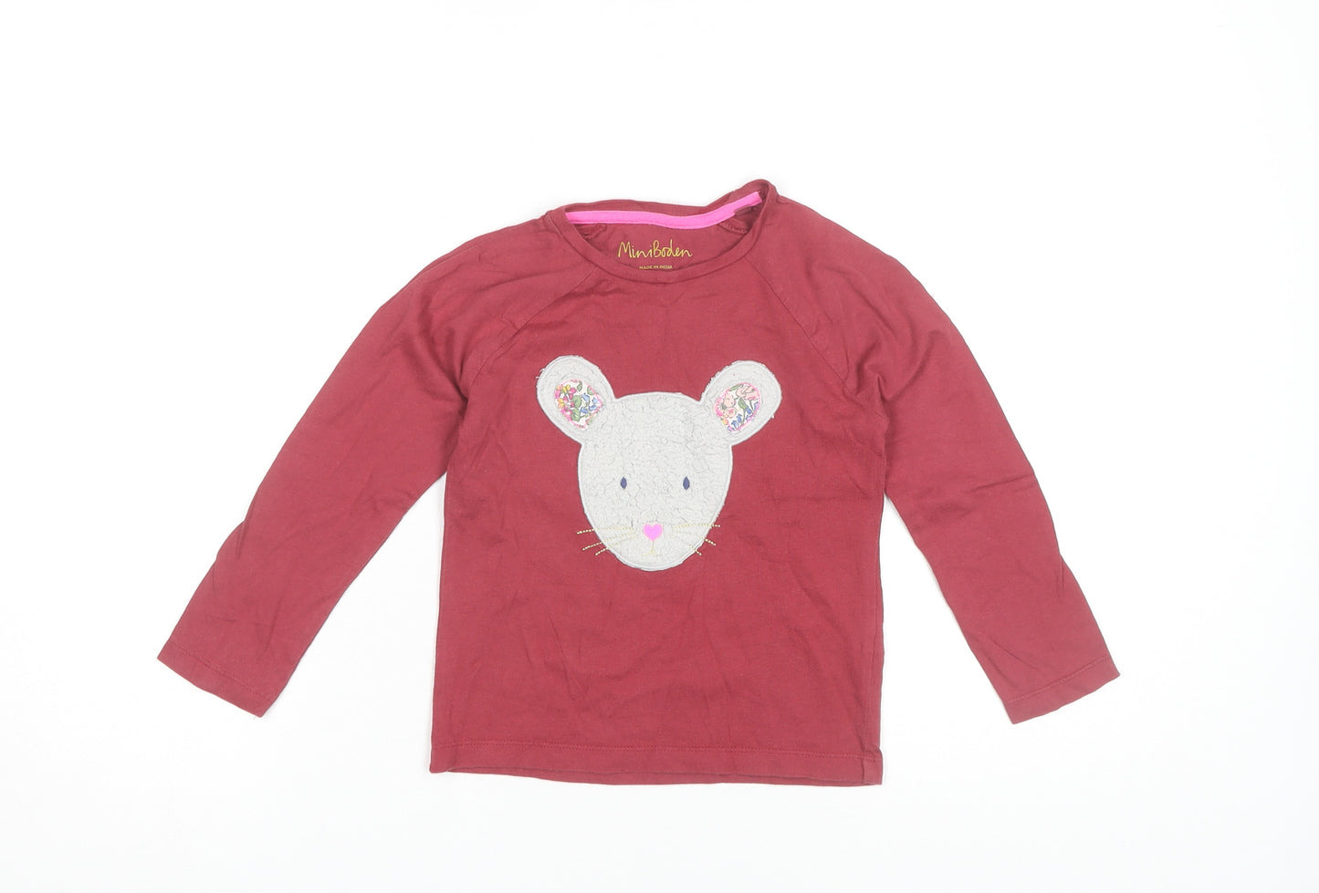 Mini Boden Girls Red Long Sleeve T-Shirt 4-5 Years, Animal Print