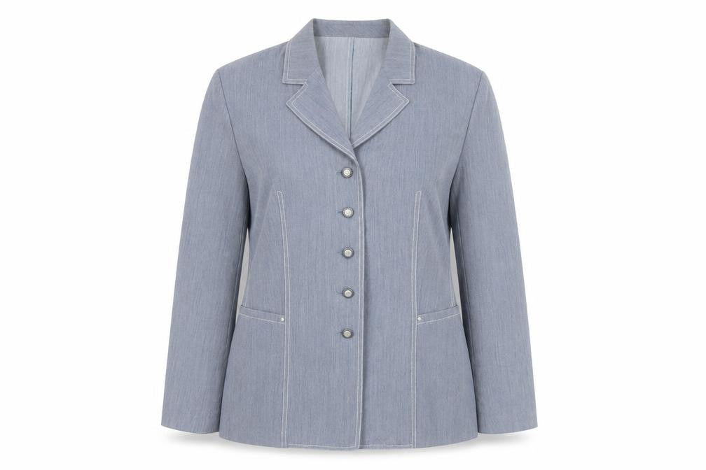 Front view of Marcona Women's Blue, size 14, Button Blazer
