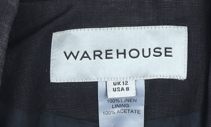Warehouse Black Linen Blazer for Women, Size 12