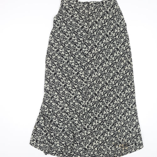 Topshop Women's Black Floral Midi Skirt Size 8