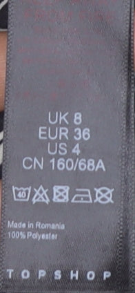 Topshop Women's Black Floral Midi Skirt Size 8