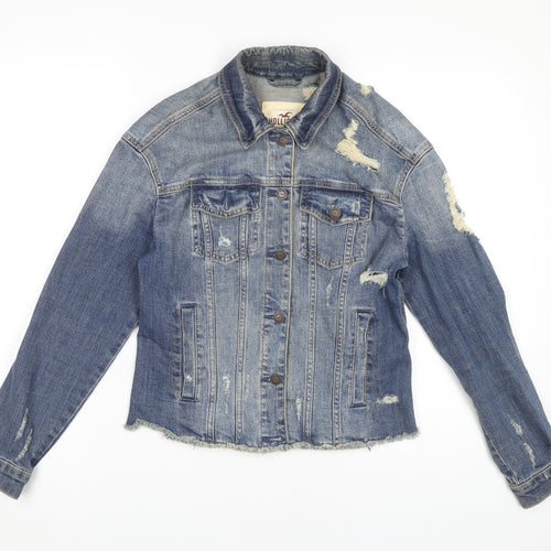 Hollister Women's Blue Distressed Denim Jacket XS