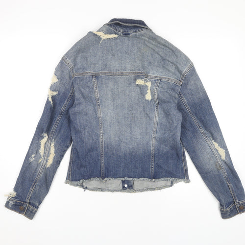Hollister Women's Blue Distressed Denim Jacket XS