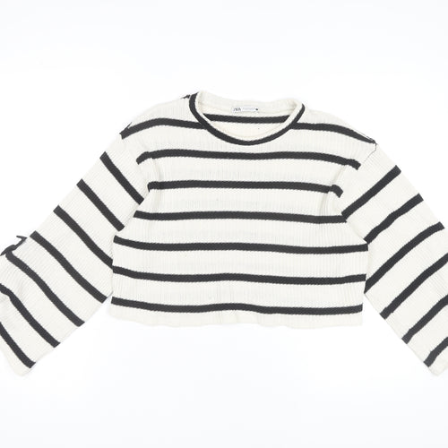 Zara Women's Black Striped Pullover Jumper, Size 10