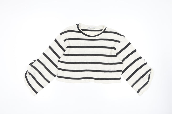 Zara Women's Black Striped Pullover Jumper, Size 10