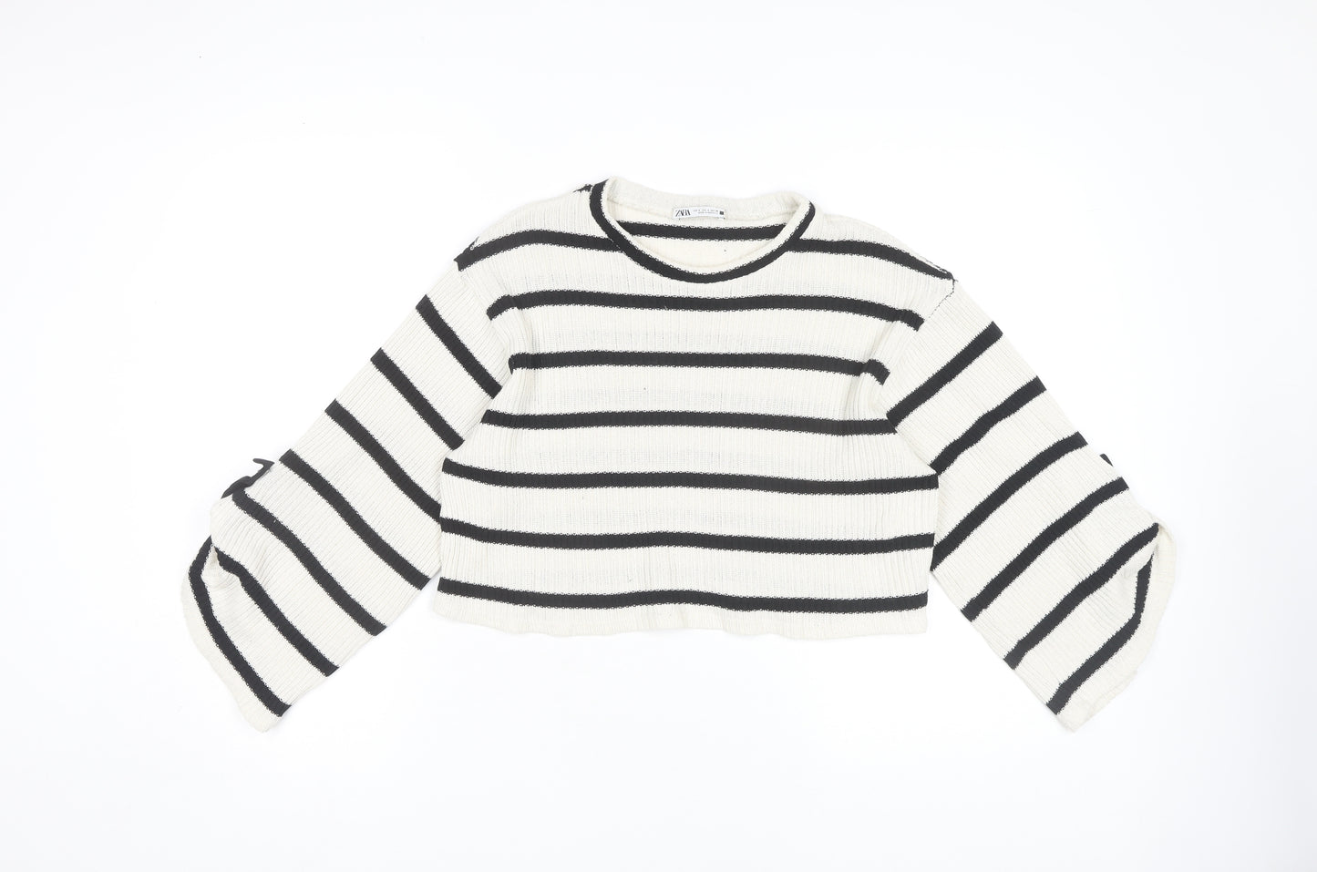Zara Women's Black Striped Pullover Jumper, Size 10