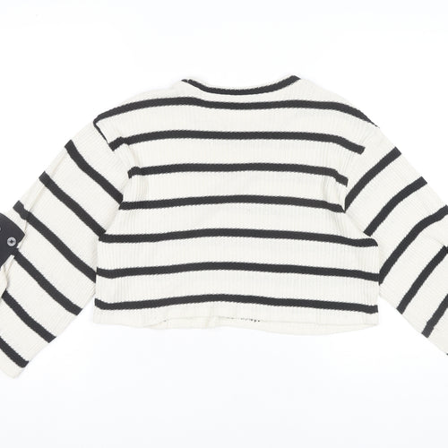 Zara Women's Black Striped Pullover Jumper, Size 10