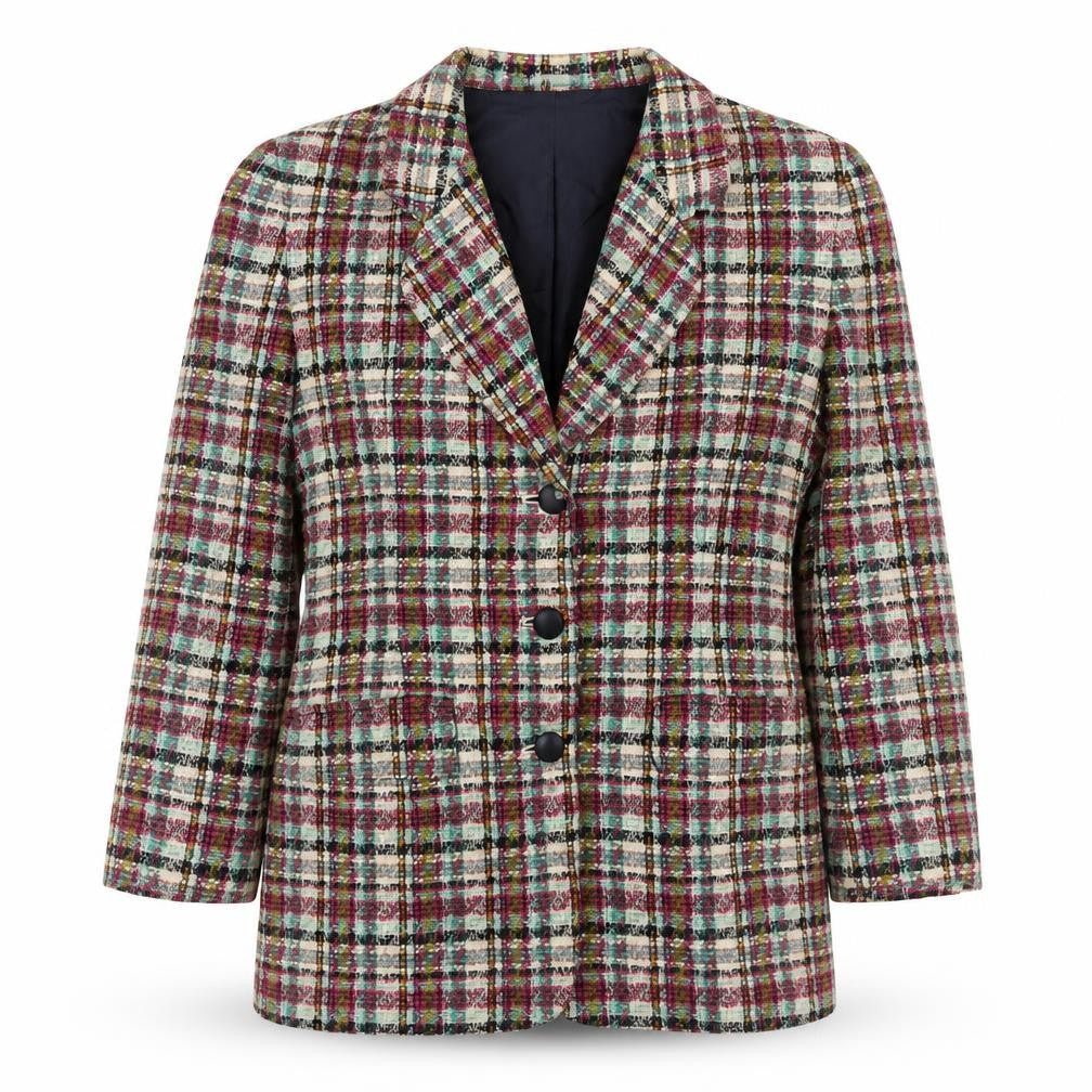 Front view of Planet Women's Multicoloured Plaid Blazer, size 8