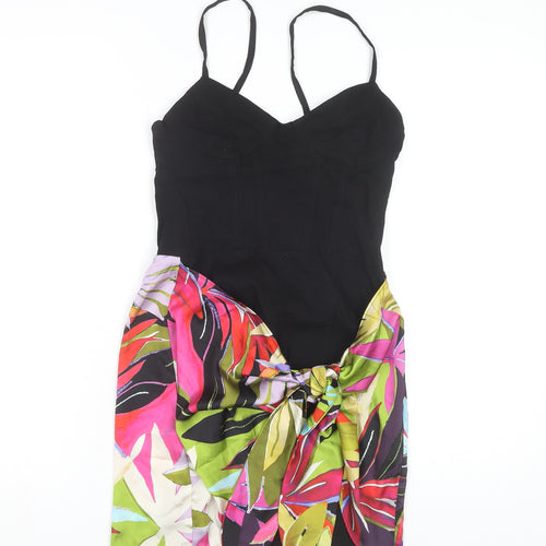 Zara Women's Black Floral Slip Dress, Size S