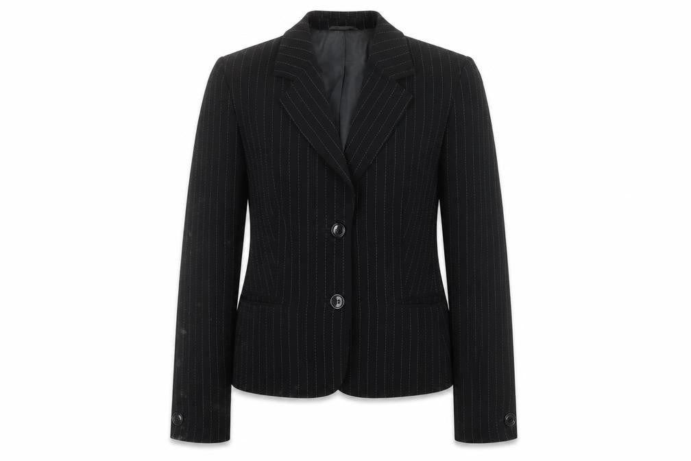 Front view of Marks & Spencer Women's Black Pinstripe Suit Jacket, size 12