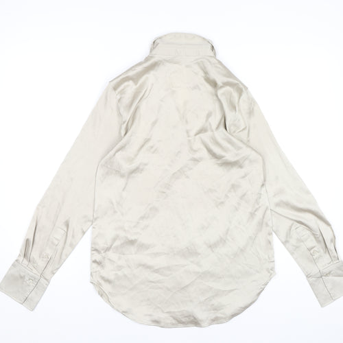 H&M Women's Beige Button-Up Shirt - Size 12