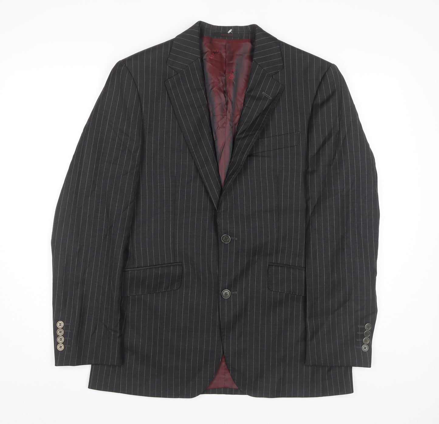 Chester Barrie Men's Grey Striped Wool Blazer, 38R