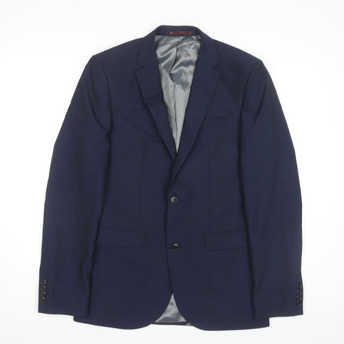 Next Men's Blue Long Blazer, 38L Single-Breasted
