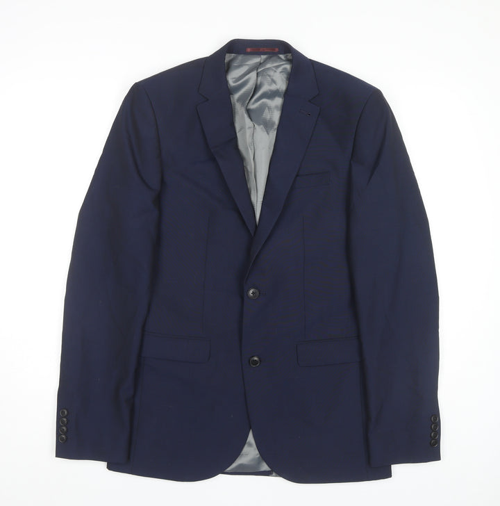 Next Men's Blue Long Blazer, 38L Single-Breasted