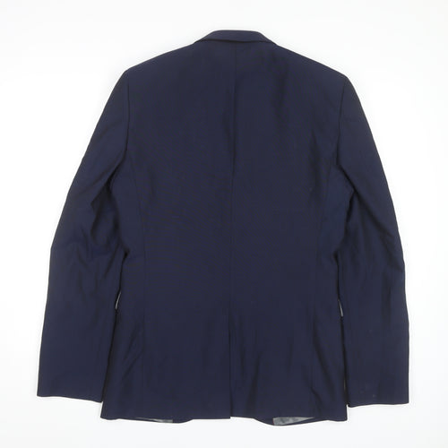Next Men's Blue Long Blazer, 38L Single-Breasted
