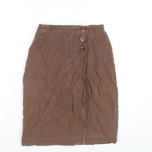 Marks and Spencer Women's Brown Linen Pencil Skirt Size 8
