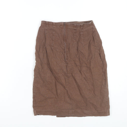 Marks and Spencer Women's Brown Linen Pencil Skirt Size 8