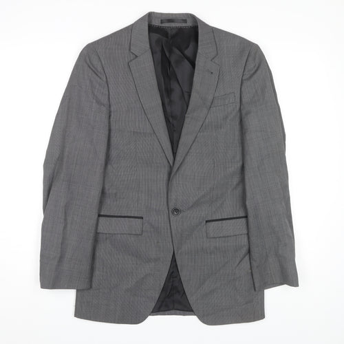 Topman Men's Grey Blazer, Size 34, Single-Breasted