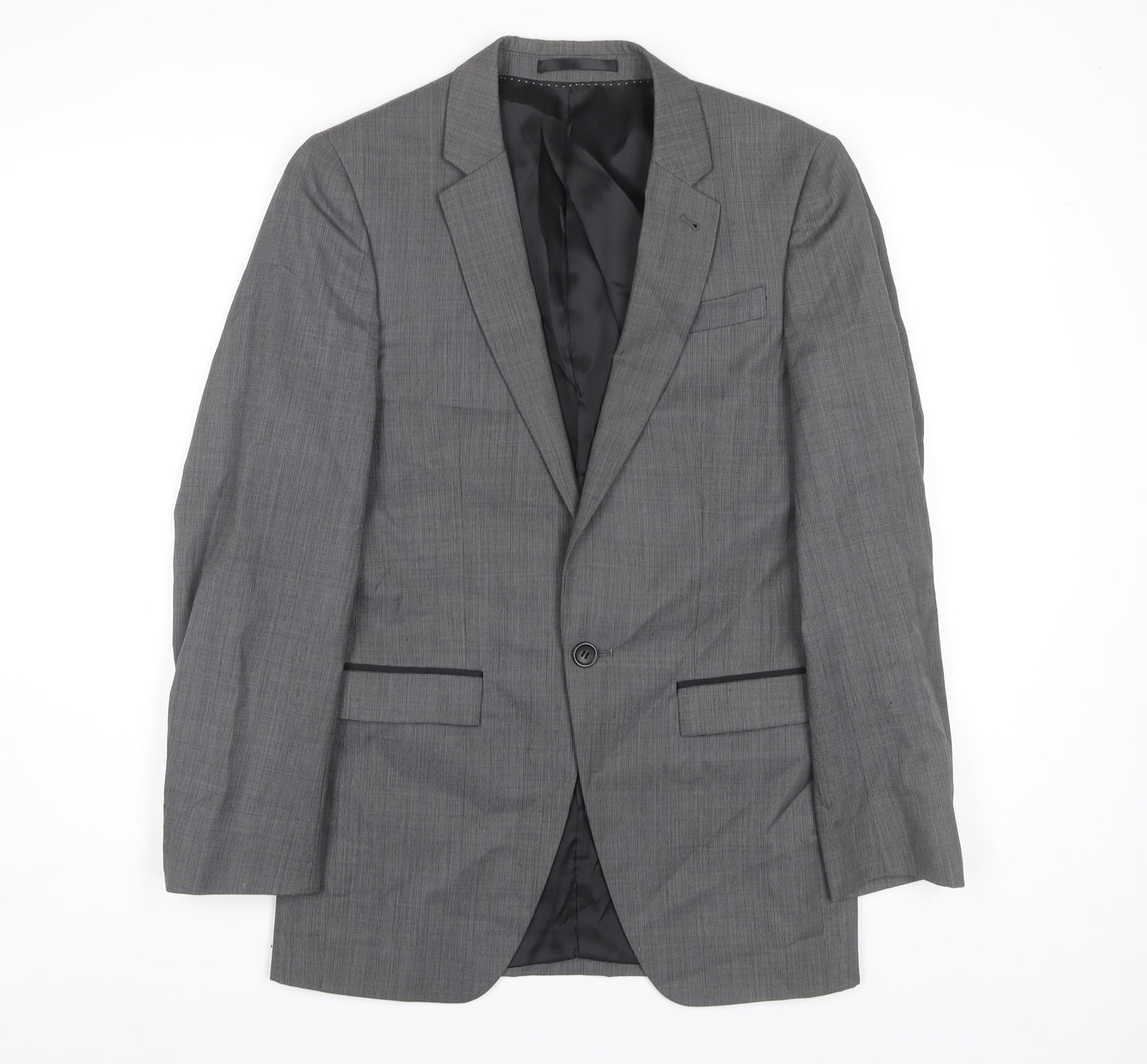 Topman Men's Grey Blazer, Size 34, Single-Breasted