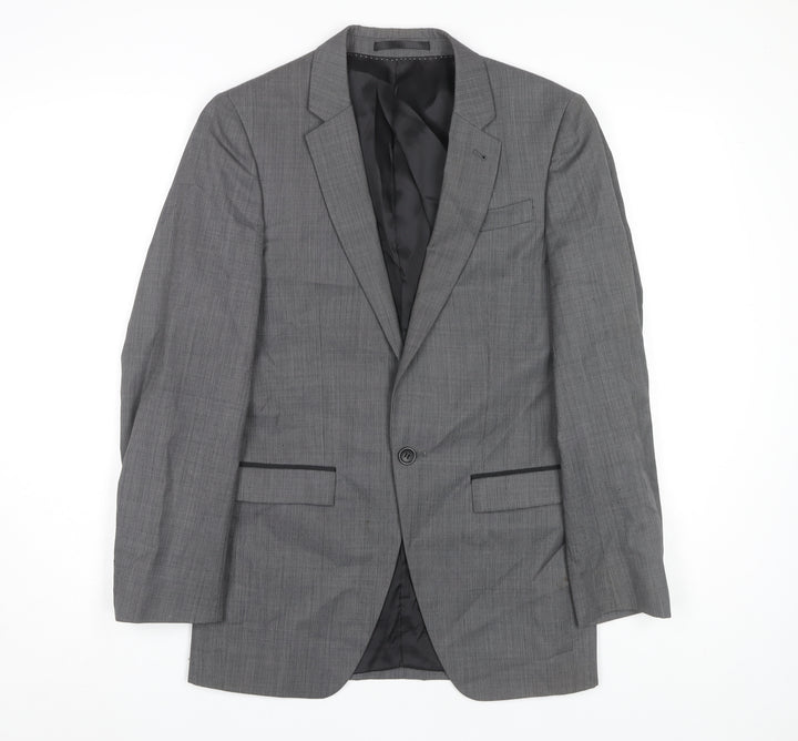 Topman Men's Grey Blazer, Size 34, Single-Breasted