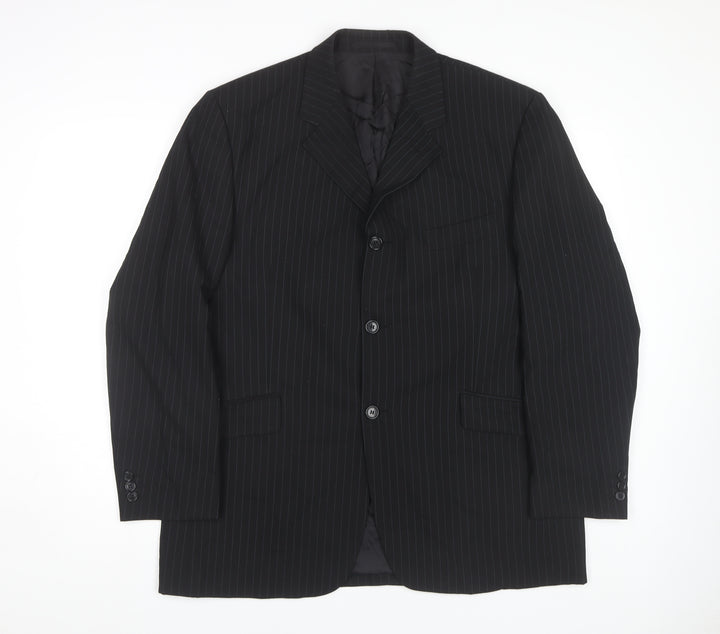 Burton Men's Black Blazer 42S Classic Striped Formal