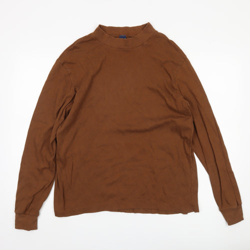 Lands' End Brown Mock Neck Top Unisex Adults L