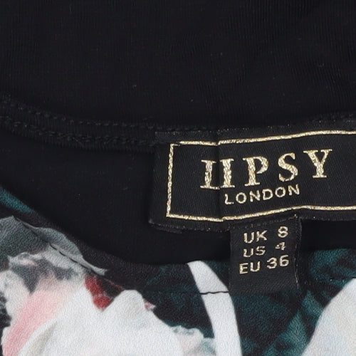Lipsy London Women's Black Floral Sheath Dress Size 8
