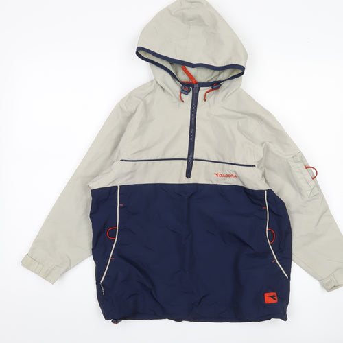 Diadora Boys Beige Blue Anorak Jacket 8-9 Years Hooded