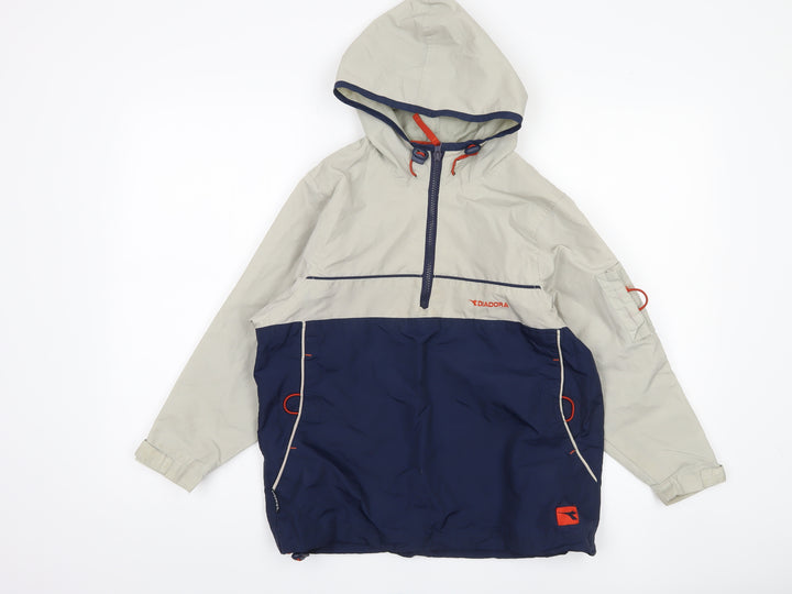 Diadora Boys Beige Blue Anorak Jacket 8-9 Years Hooded