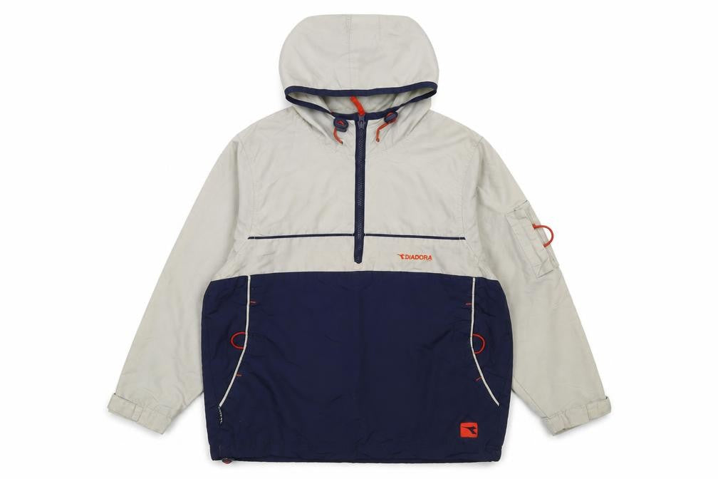 Diadora Boys Beige Blue Anorak Jacket 8-9 Years Hooded