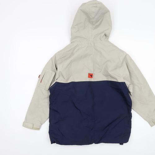 Diadora Boys Beige Blue Anorak Jacket 8-9 Years Hooded