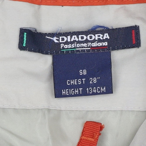 Diadora Boys Beige Blue Anorak Jacket 8-9 Years Hooded