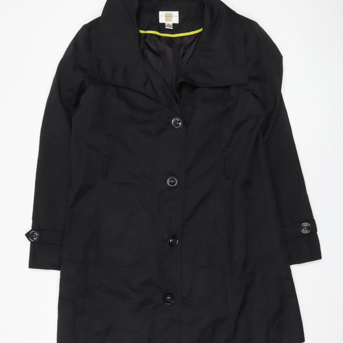 Gallery Women's Black Cotton Blend Mid Coat L