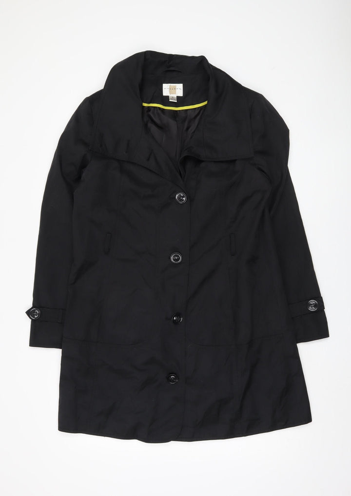 Gallery Women's Black Cotton Blend Mid Coat L